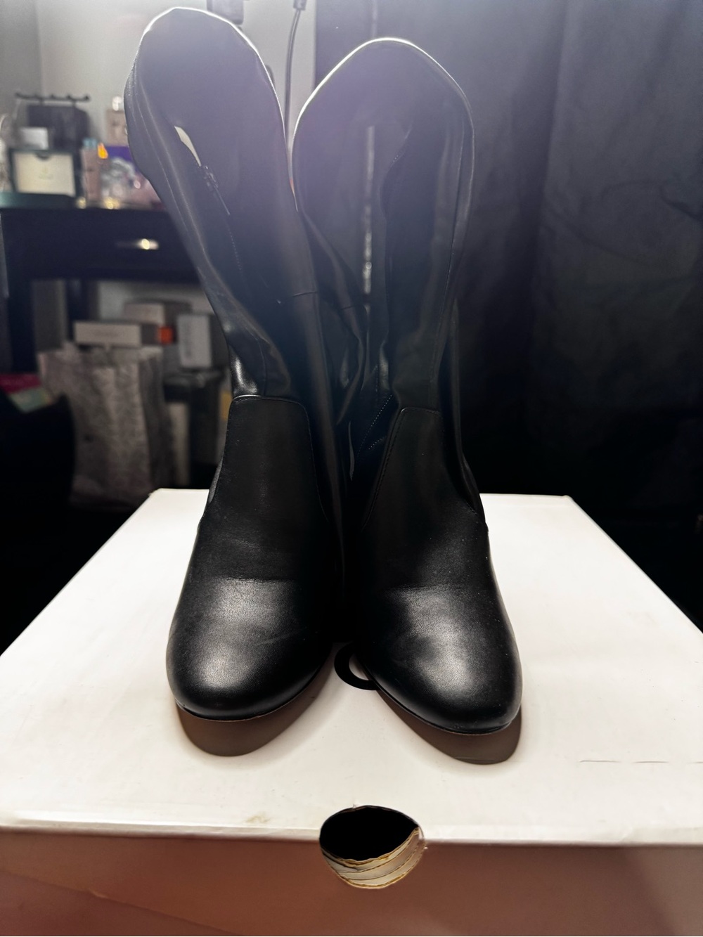 Aldo Black Mid-Calf Heeled Boots